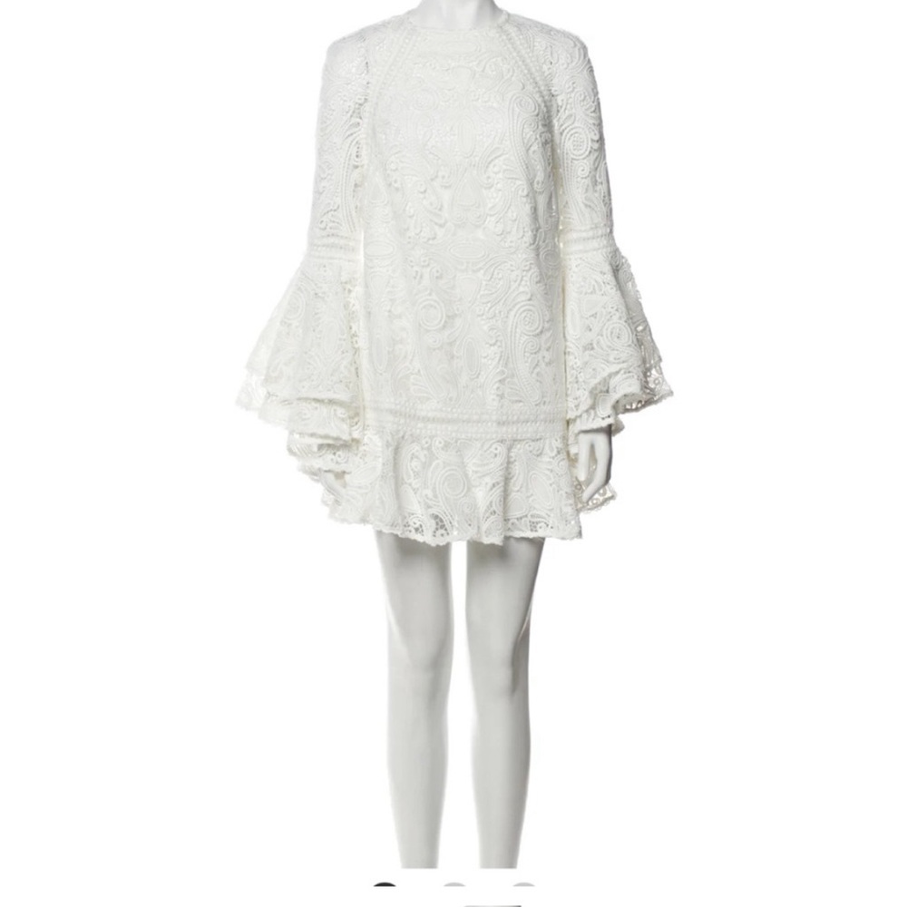 Alexis Lace Bell Sleeve Dress White - Size L